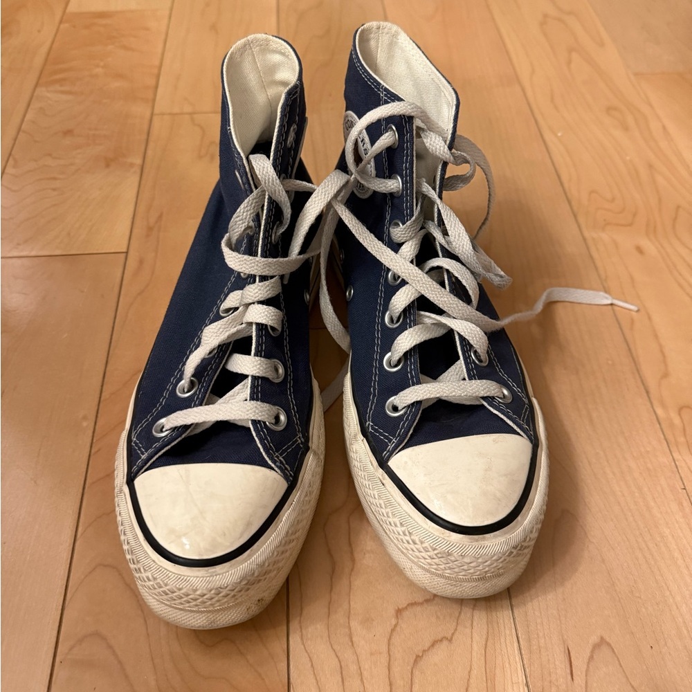 Converse High-Top Platform Sneakers in Navy